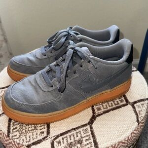 Nike Air Force 1s gray with gum sole